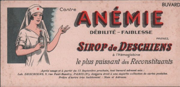 Papier buvard publicitaire ancien Sirop de Deschiens